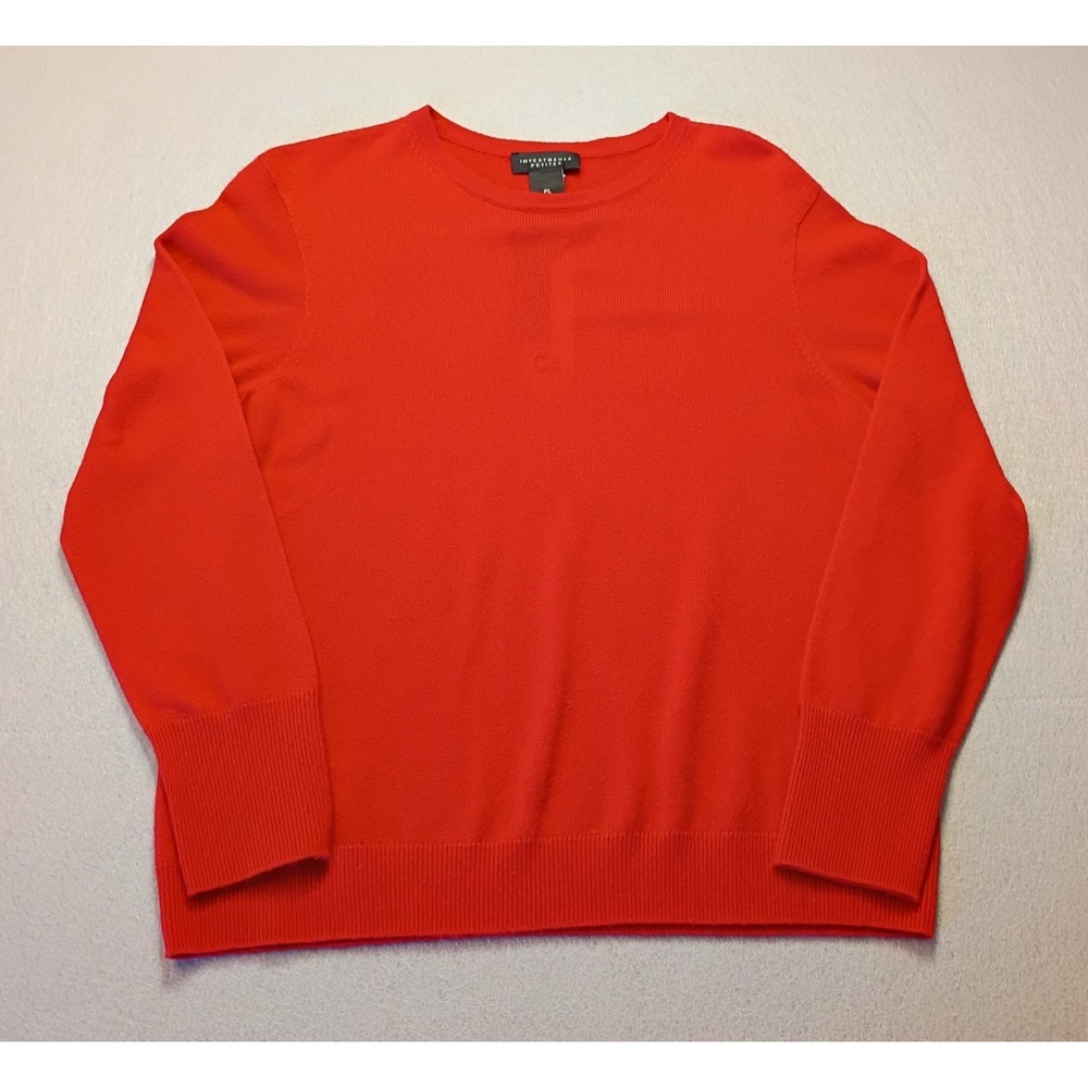Investments Sweater Womens Medium Red Top Long Sleeve 30% Cashmere (Small Hole)‎